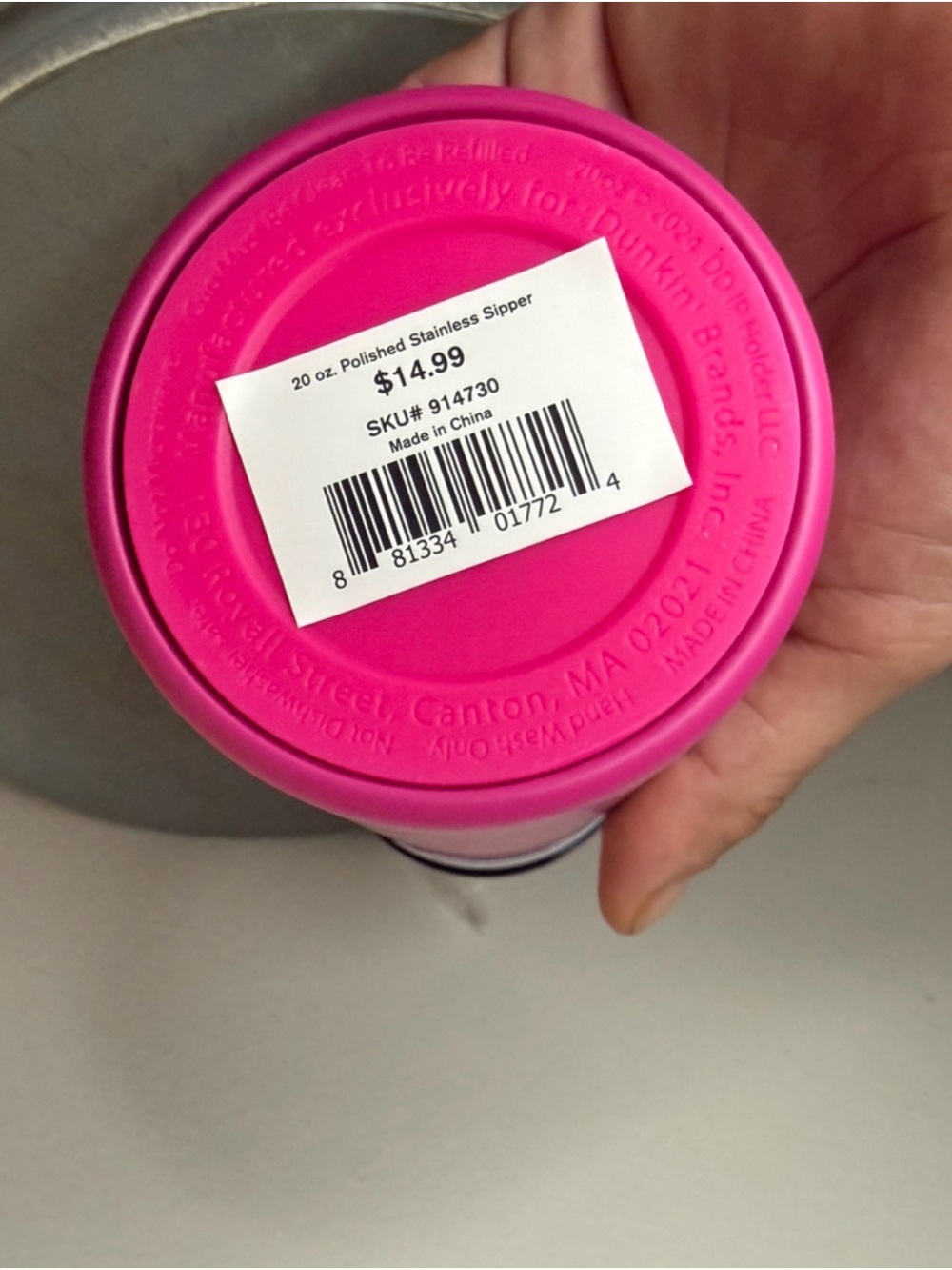 Dunkin® Pink Stainless Steel Travel Tumbler with Straw - Picture 5 of 7